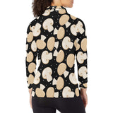 Champignon mushroom pattern Women's Long Sleeve Polo Shirt
