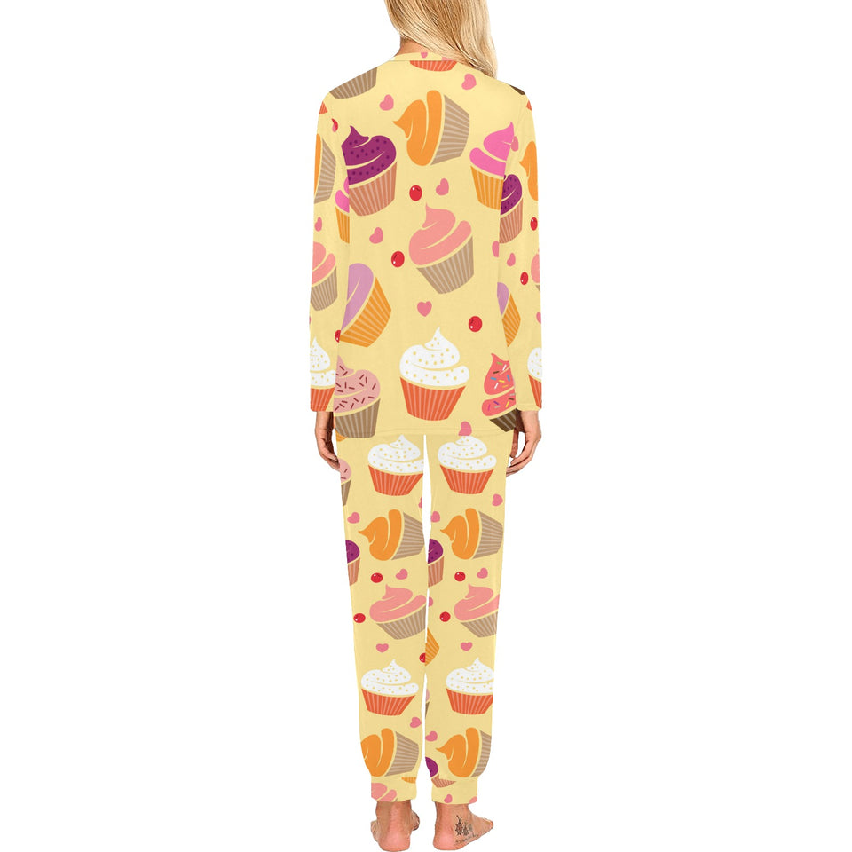 cake cupcake heart cherry pattern Women's All Over Print Pajama Set