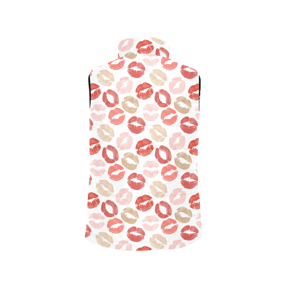Lips Pattern Print Design 04 Women's Padded Vest