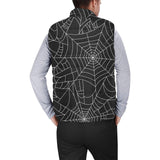 Spider web pattern Black background white cobweb Men's Padded Vest