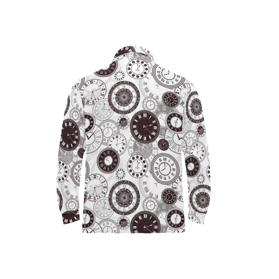 Classic vintage clock pattern Men's Long Sleeve Polo Shirt