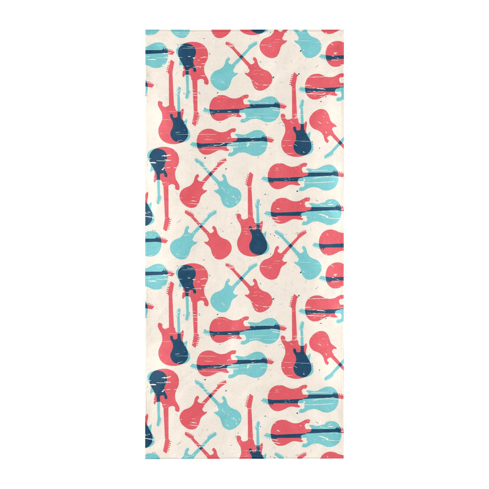 Red Blue guitar pattern Beach Towel