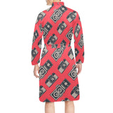 Camera Pattern Print Design 05 Men's Long Sleeve Belted Night Robe