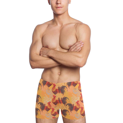 red rooster chicken cock pattern Men's Swimming Trunks