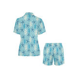 Blue starfish coral reef pattern Women's V-Neck Short Pajama Set