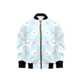White cute pomeranian pattern Kids' Boys' Girls' Bomber Jacket