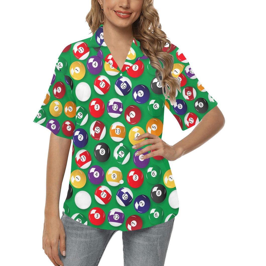 Billiard Ball Pattern Print Design 02 Women's All Over Print Hawaiian Shirt