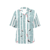 Crows christmas hat scarf Women's All Over Print Hawaiian Shirt