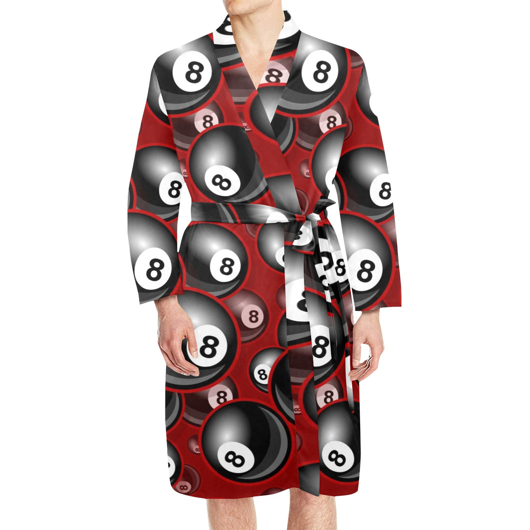 Billiard Ball Pattern Print Design 05 Men's Long Sleeve Belted Night Robe
