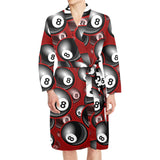 Billiard Ball Pattern Print Design 05 Men's Long Sleeve Belted Night Robe