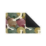 Japanese cranes flying forest dot pattern Doormat