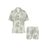 Ginkgo leaves pattern Women's V-Neck Short Pajama Set