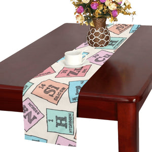 Chemistry Periodic Table Pattern Print Design 02 Table Runner
