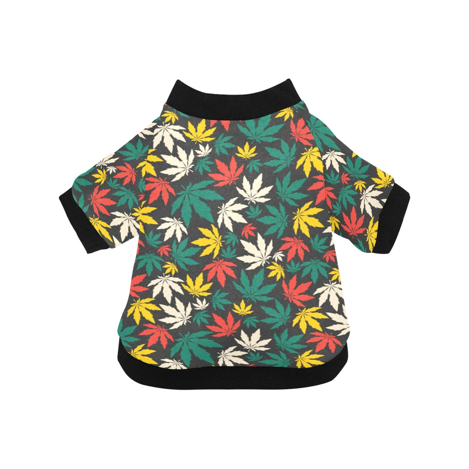Canabis Marijuana Weed Pattern Print Design 02 All Over Print Pet Dog Round Neck Fuzzy Shirt