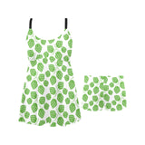 Hop pattern background Chest Sexy Pleated Two Piece Swim Dress