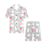 Cute polar bear christmas snow pattern Men's V-Neck Short Pajama Set