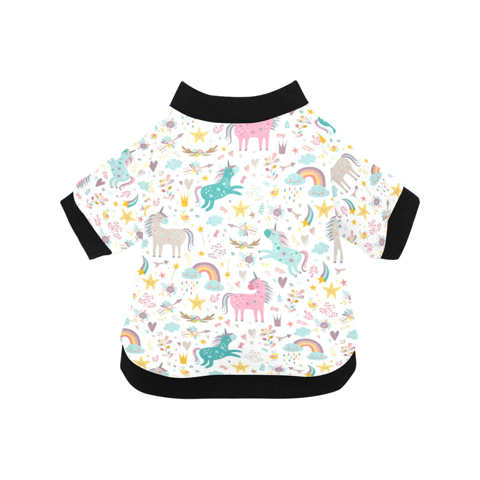 Colorful unicorn pattern All Over Print Pet Dog Round Neck Fuzzy Shirt