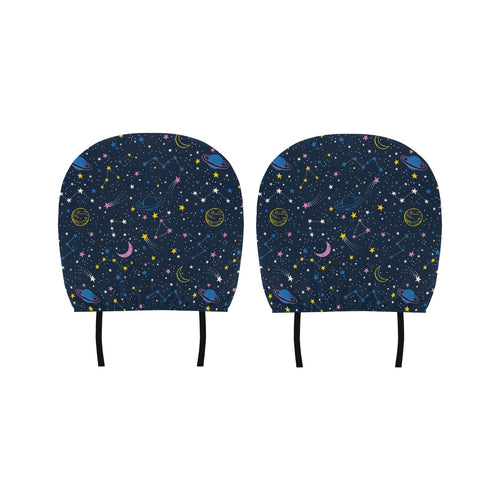 space pattern with planets, comets, constellations Car Headrest Cover