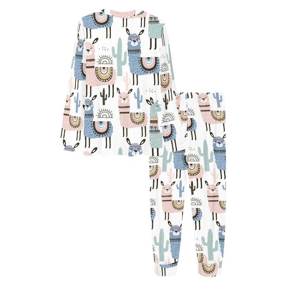 lama Alpaca cactus hand drawn pattern Women's All Over Print Pajama Set