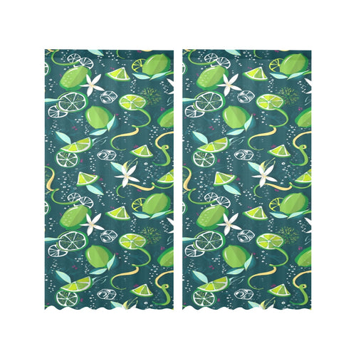 Lime ice flower pattern Gauze Curtain