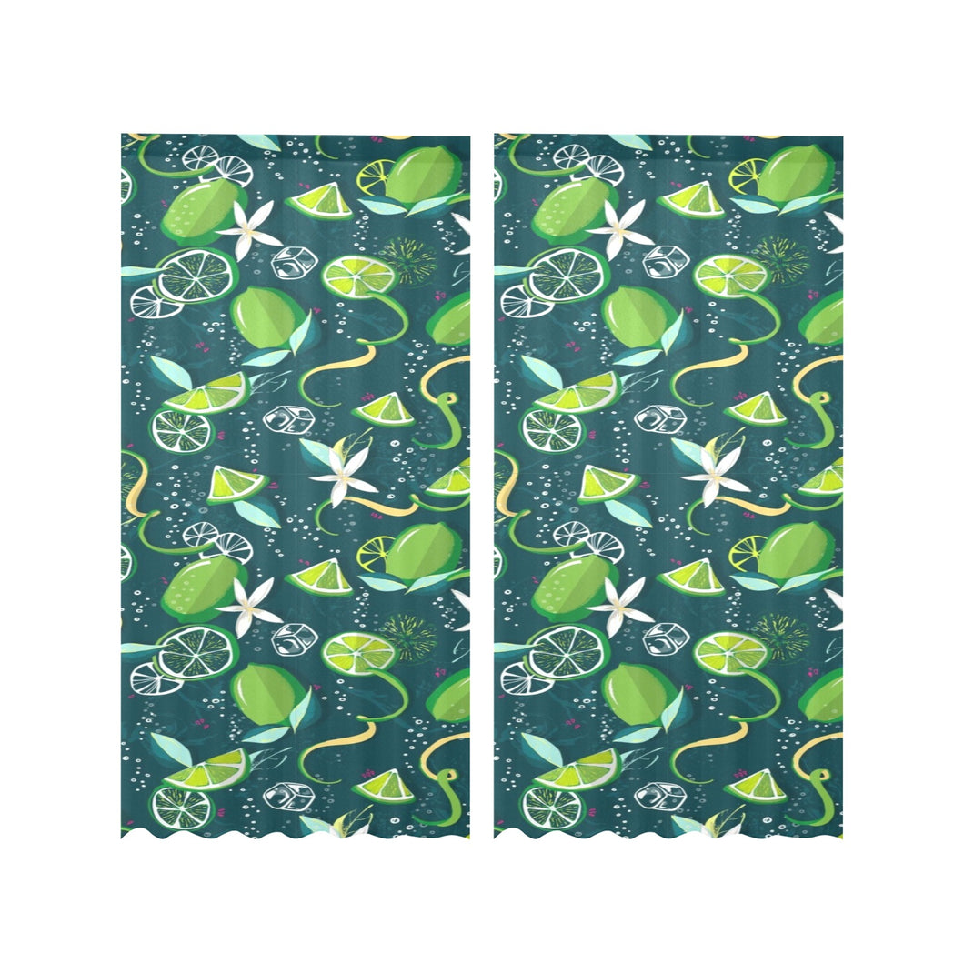 Lime ice flower pattern Gauze Curtain