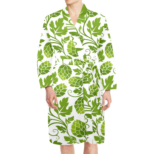 Hop design pattern Men's Long Sleeve Belted Night Robe