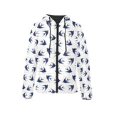 Swallow Pattern Print Design 03 Women's Padded Hooded Jacket