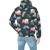 Cute sloths sleeping christmas ball santa hat patt Men's Padded Hooded Jacket