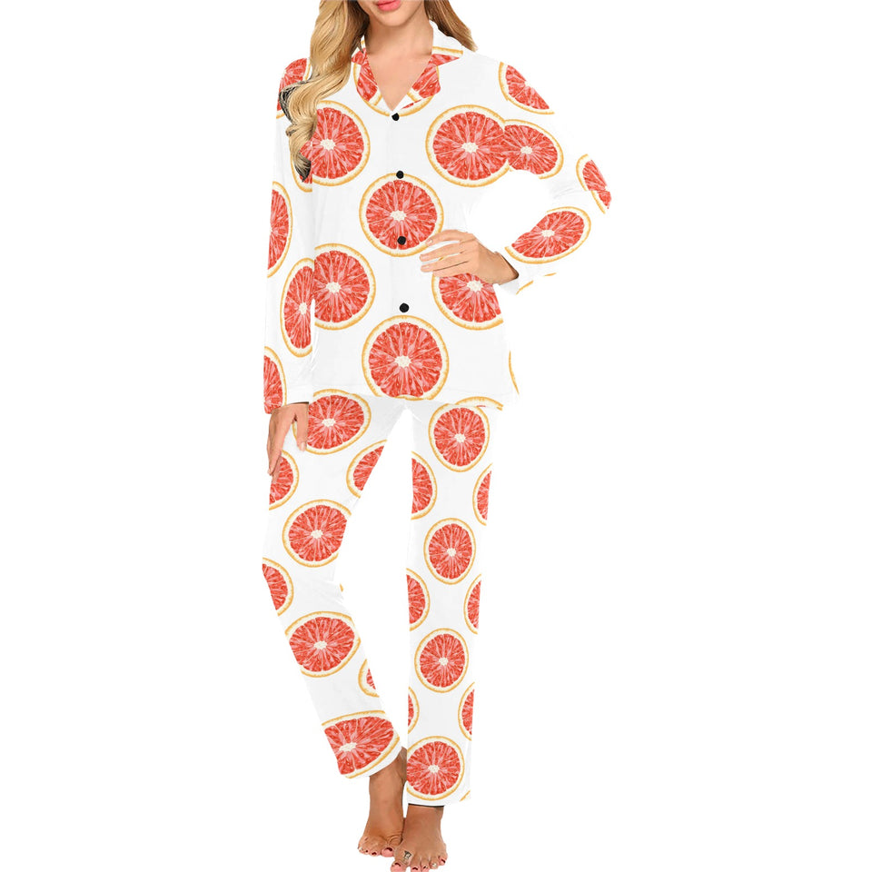 Grapefruit pattern Women's Long Pajama Set