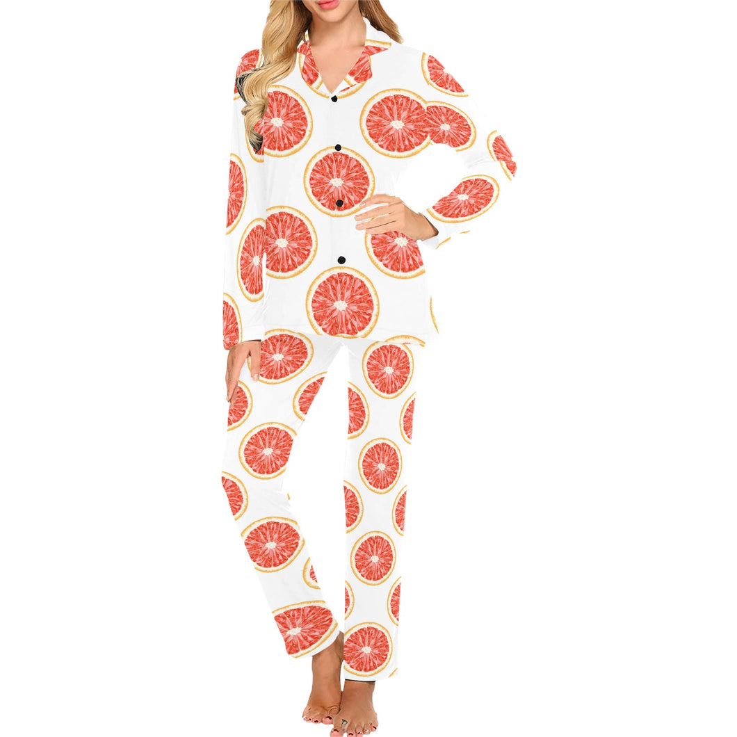Grapefruit pattern Women's Long Pajama Set