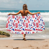 British Pattern Print Design 01 Beach Towel