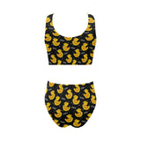 Duck Pattern Print Design 05 Chest Bowknot High Waisted Bikini Swimsuit