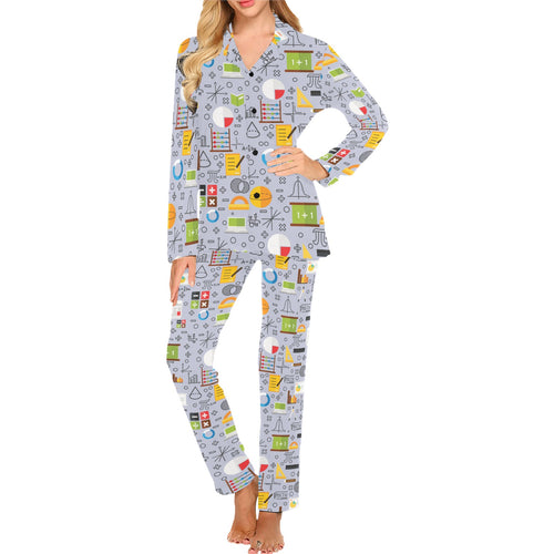 Math Pattern Print Design 04 Women's Long Pajama Set