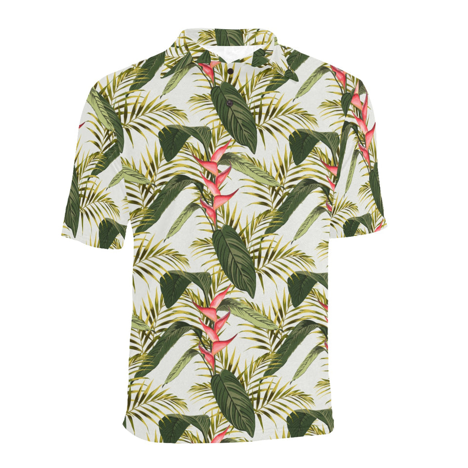 heliconia pattern Men's All Over Print Polo Shirt