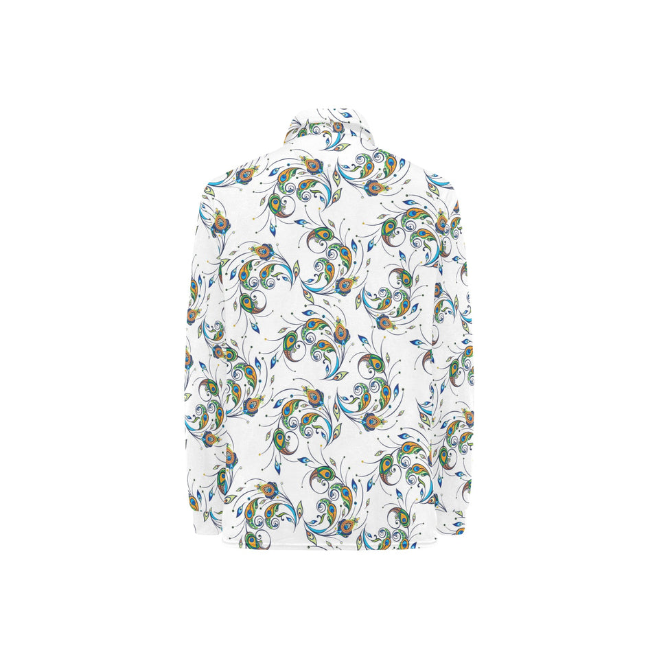 Peacock feather pattern Women's Long Sleeve Polo Shirt