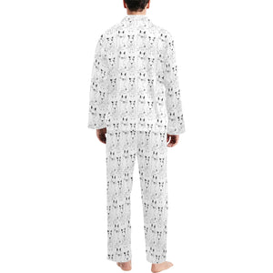 Bull Terrier Pattern Print Design 02 Men's Long Pajama Set