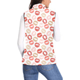 Lips Pattern Print Design 04 Women's Padded Vest