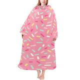Pink donut glaze candy pattern Blanket Robe with Sleeves