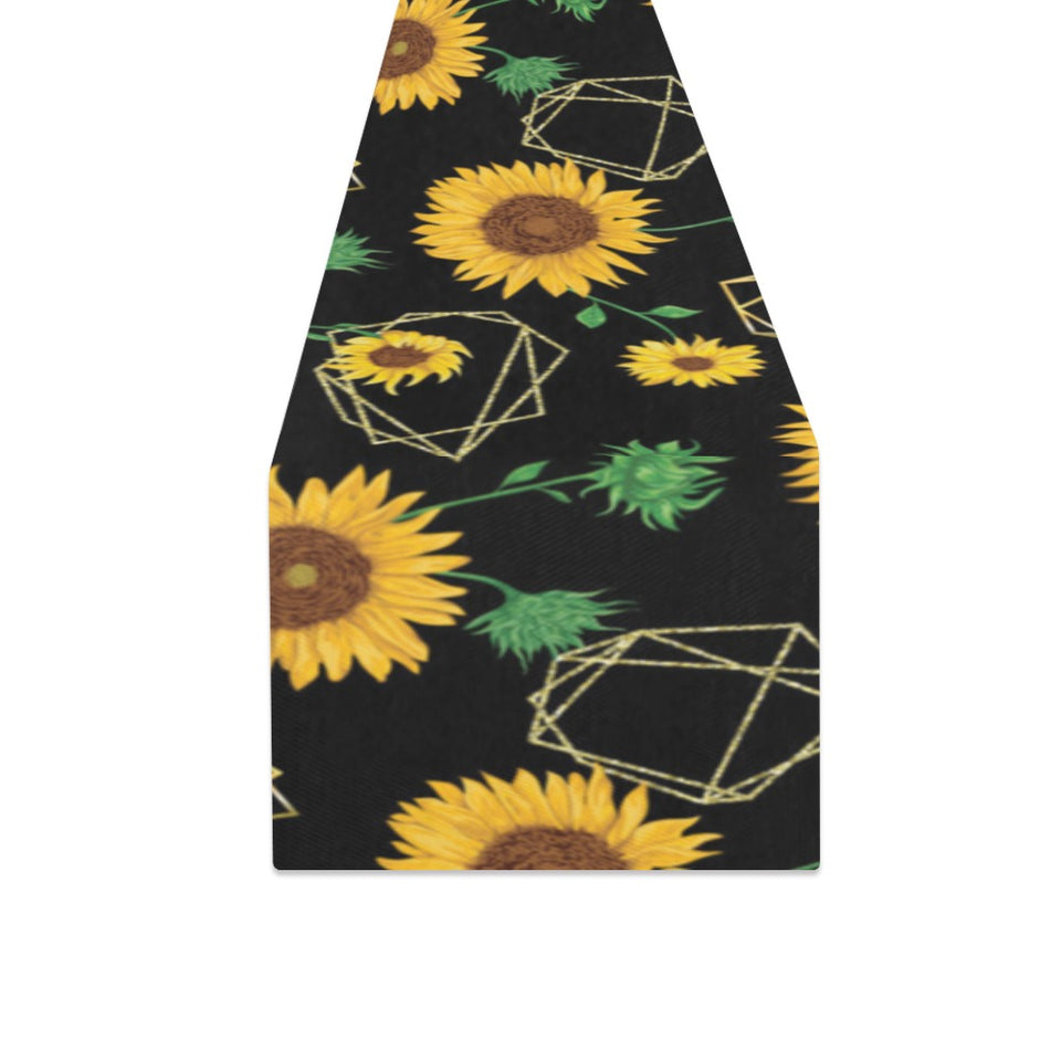 sunflower golden polygonal shapes Table Runner