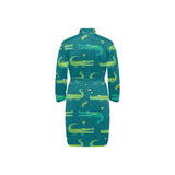 Crocodile pattern Men's Long Sleeve Belted Night Robe