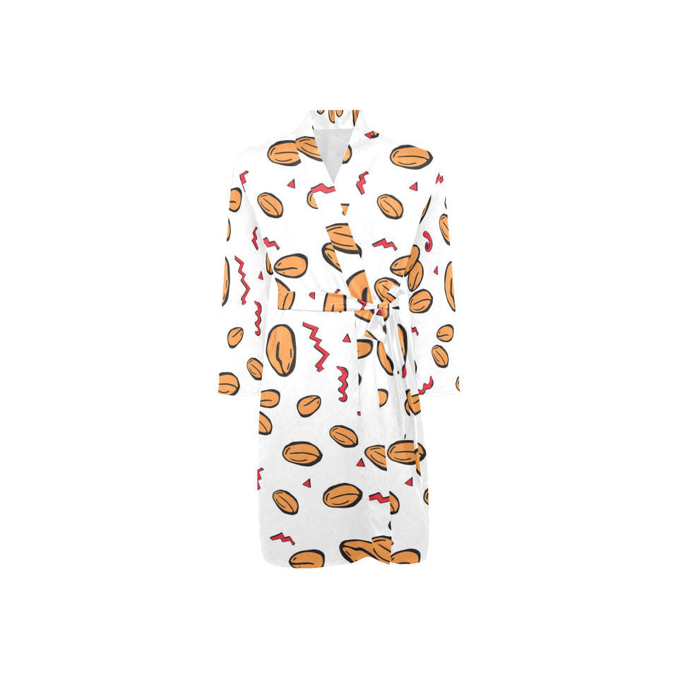 peanuts pattern background Men's Long Sleeve Belted Night Robe