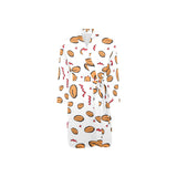 peanuts pattern background Men's Long Sleeve Belted Night Robe