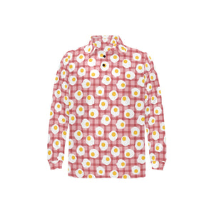 Fried Eggs Pattern Print Design 03 Men's Long Sleeve Polo Shirt