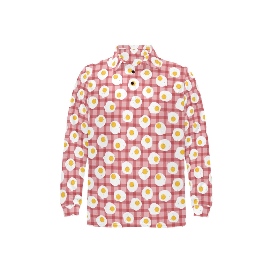 Fried Eggs Pattern Print Design 03 Men's Long Sleeve Polo Shirt