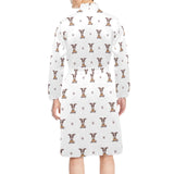 Greyhound Pattern Print Design 05 Men's Long Sleeve Belted Night Robe