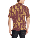 Hand drawn gold saxophone red background Men's All Over Print Polo Shirt