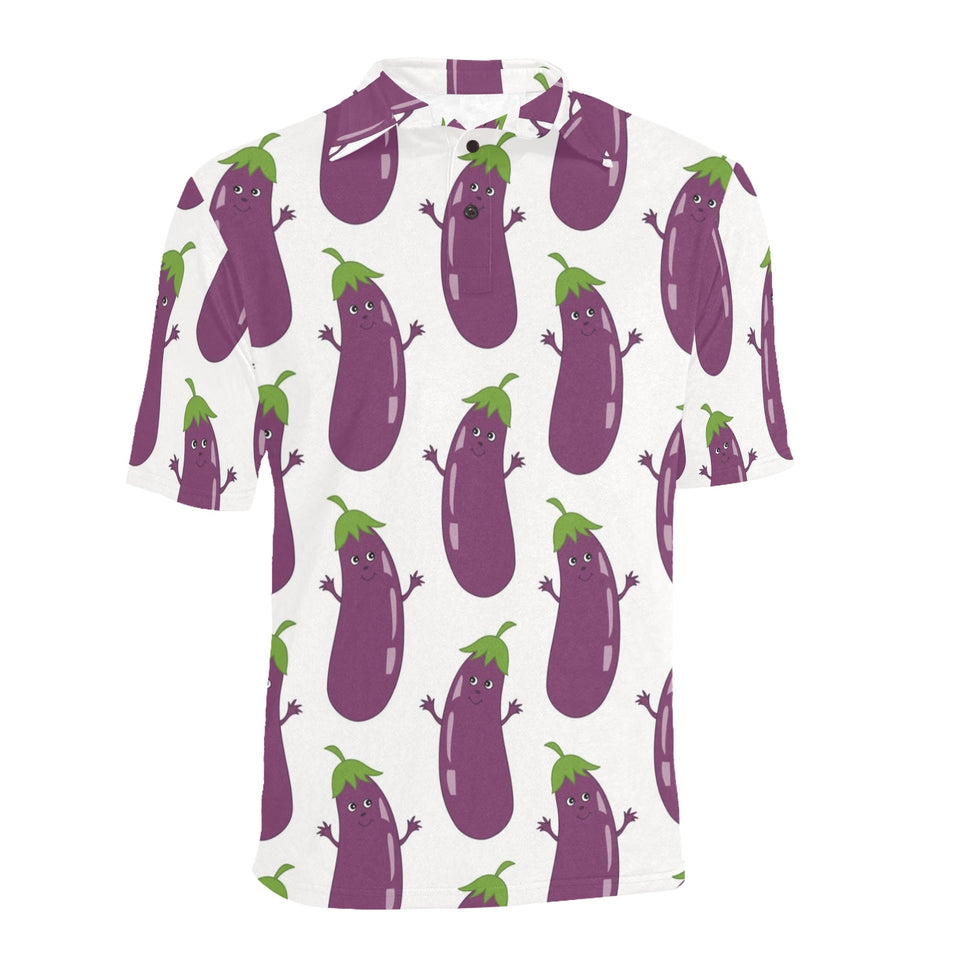 Eggplant Pattern Print Design 01 Men's All Over Print Polo Shirt