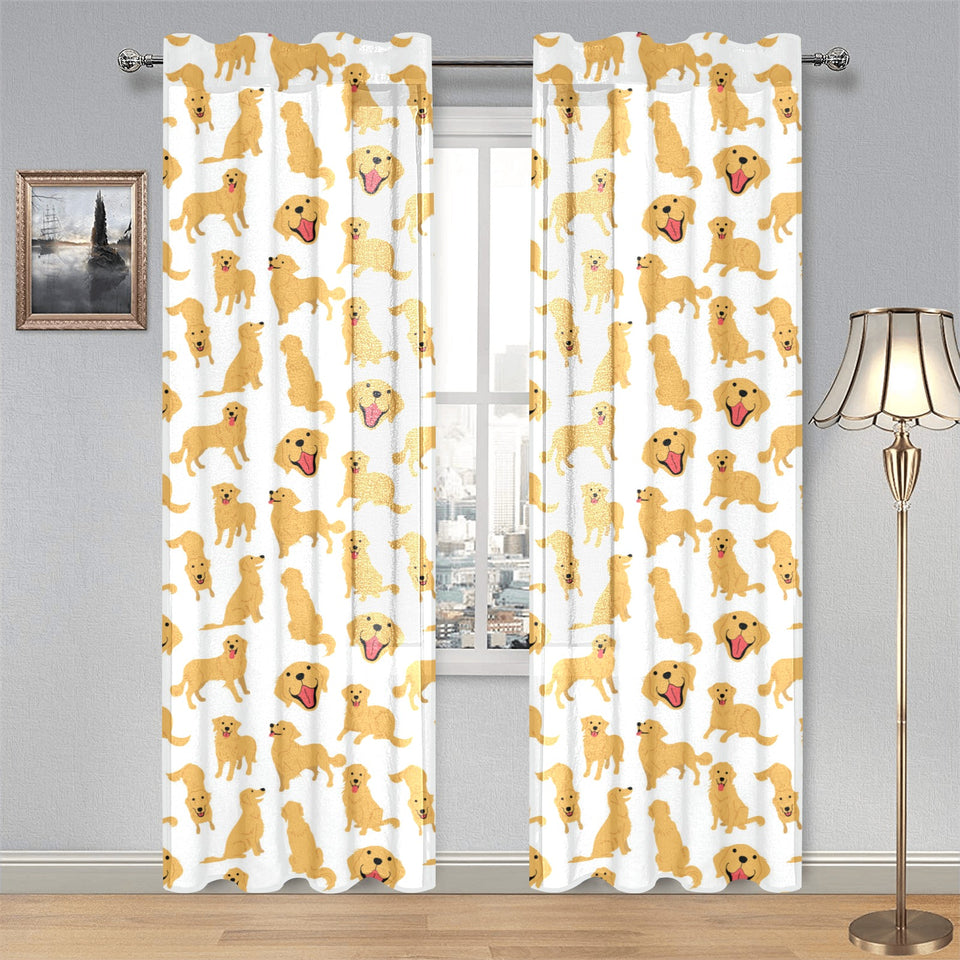 Golden Retriever Pattern Print Design 05 Gauze Curtain