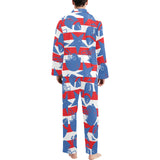 American football ball star stripes pattern Men's Long Pajama Set