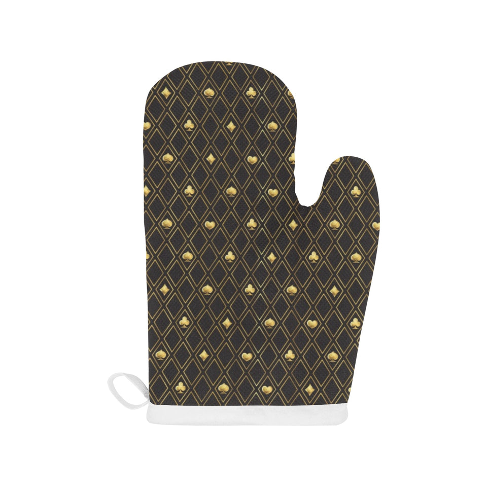 Casino Cards Suits Pattern Print Design 01 Heat Resistant Oven Mitts